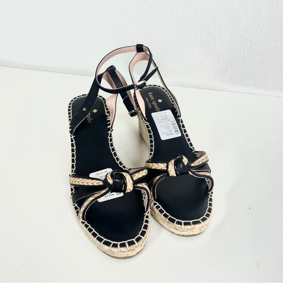 NWOT Kate Spade Y2K Black Wedge Espadrille Sandals - Picture 2 of 7